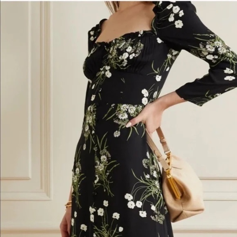 Reformation Fairway Floral Print Crepe Midi Dress